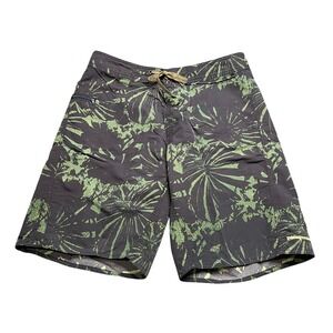 Patagonia Wavefarer Board Shorts Mens 34 Black Green Palm Leaf Swim Trunks 86556